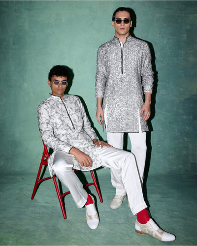 Kasuti Two Tone Floral Panel Kurta