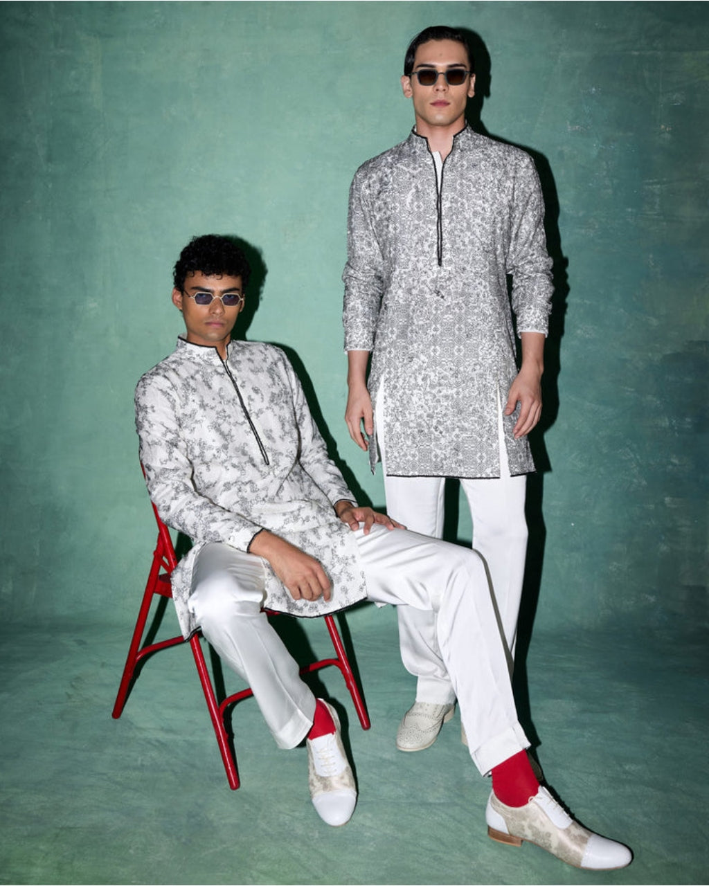 Kasuti Two Tone Floral Panel Kurta