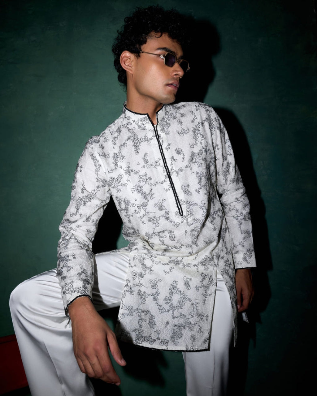 Kasuti Two Tone Floral Panel Kurta