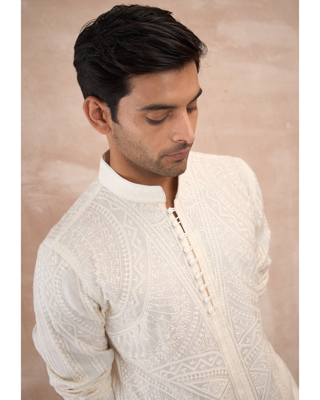 Ivory Half Moon Aari Kurta Shirt Set