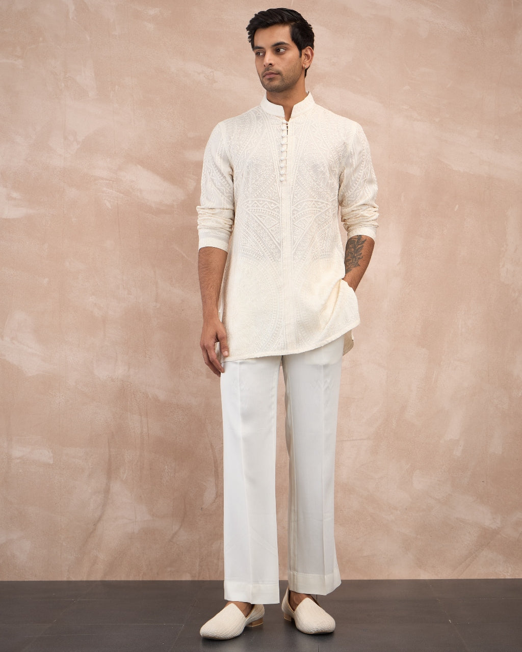 Ivory Half Moon Aari Kurta Shirt Set