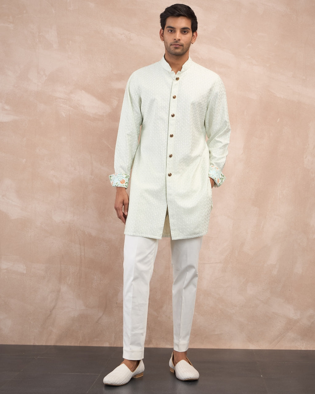 Mint Green Inara Motif Foe & Sb Kurta Set