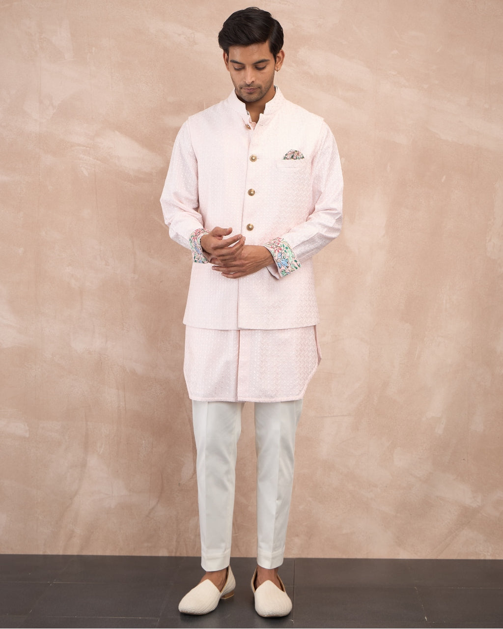 Powder Pink Inara Motif Foe & Sb Kurta Set