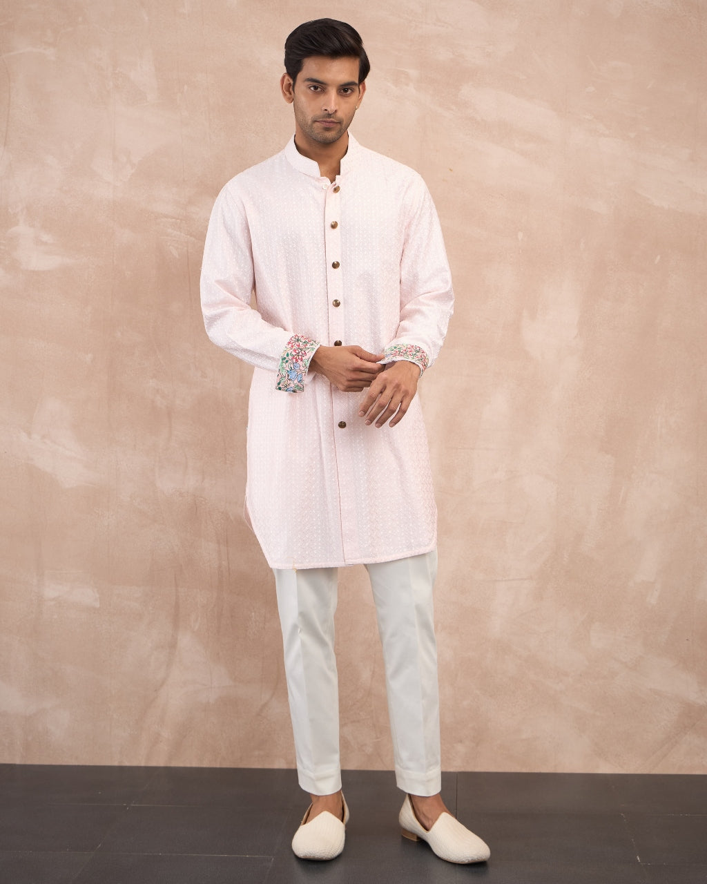 Powder Pink Inara Motif Foe & Sb Kurta Set