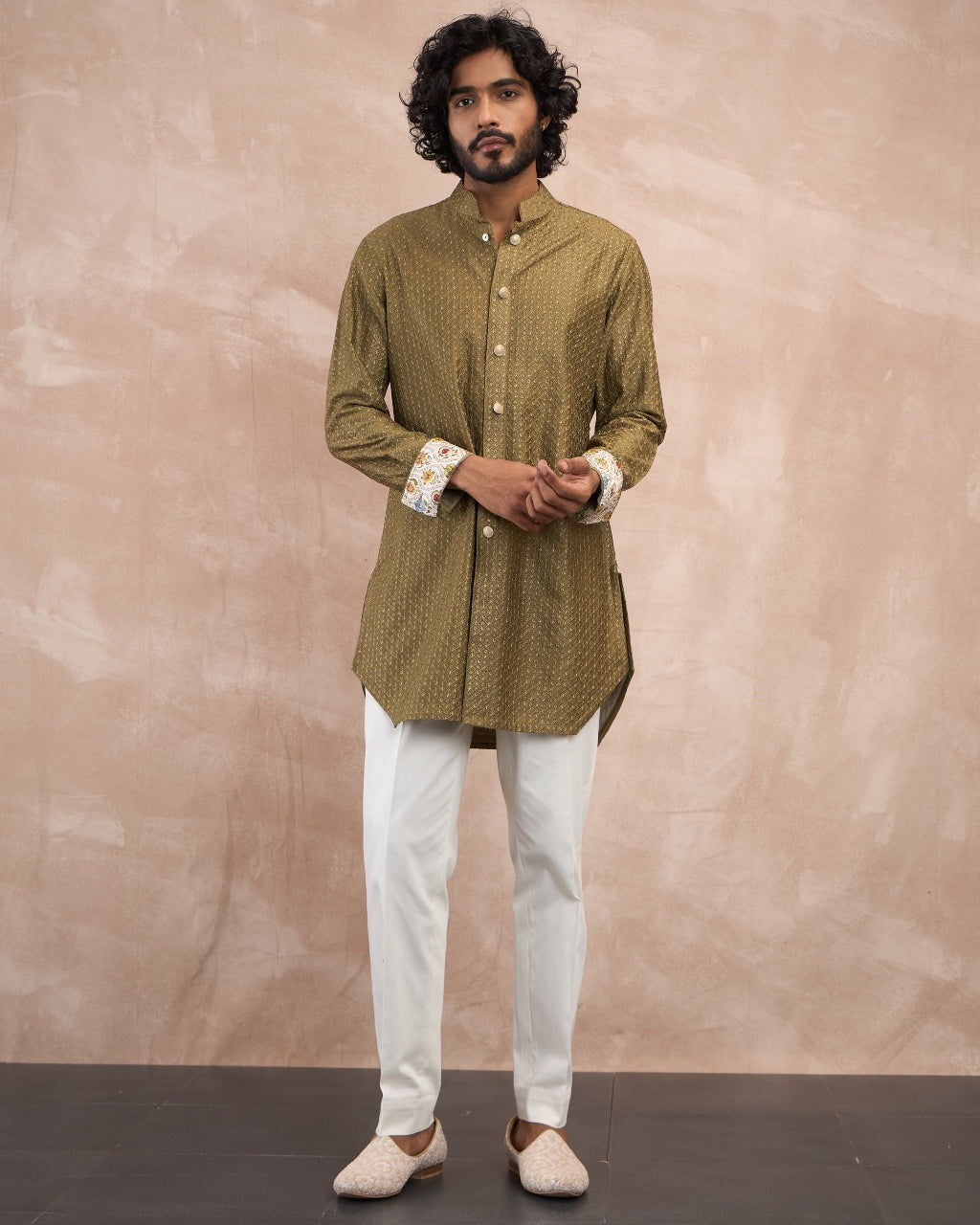 Olive Inara Motif Foe & Sb Kurta Set