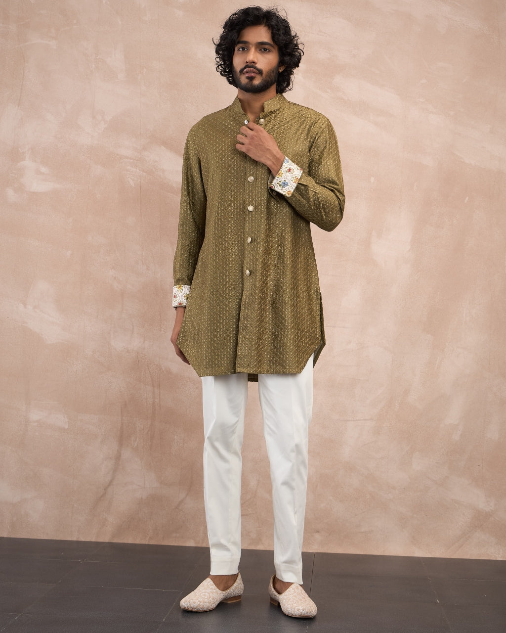 Olive Inara Motif Foe & Sb Kurta Set