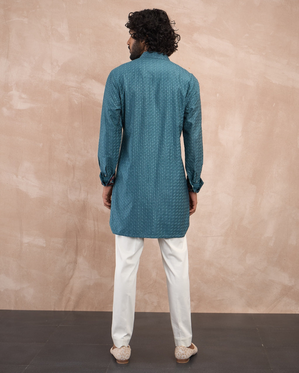 Turquoise Inara Motif Foe & Sb Kurta Set