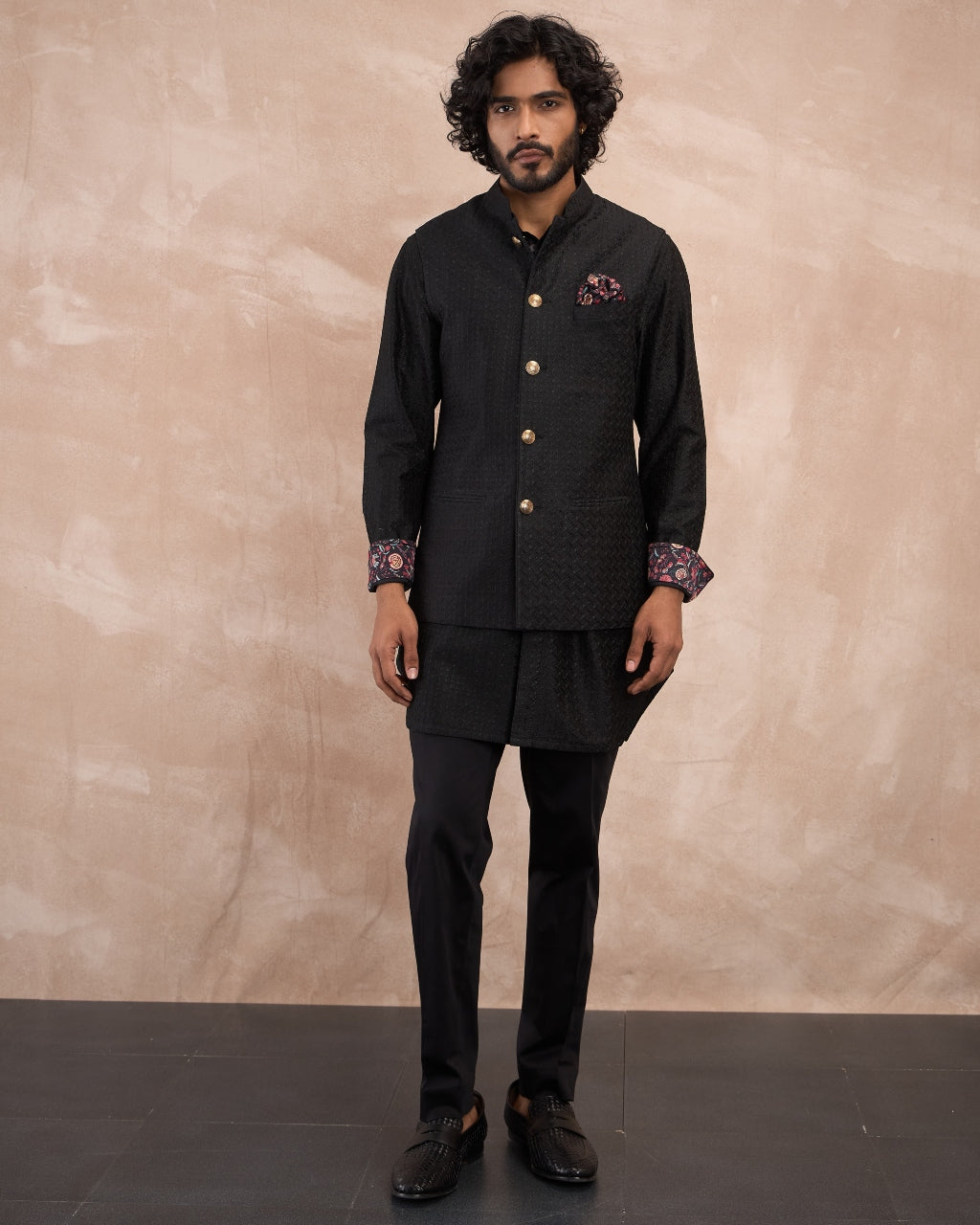 Black Inara Motif Foe & Sb Kurta Set