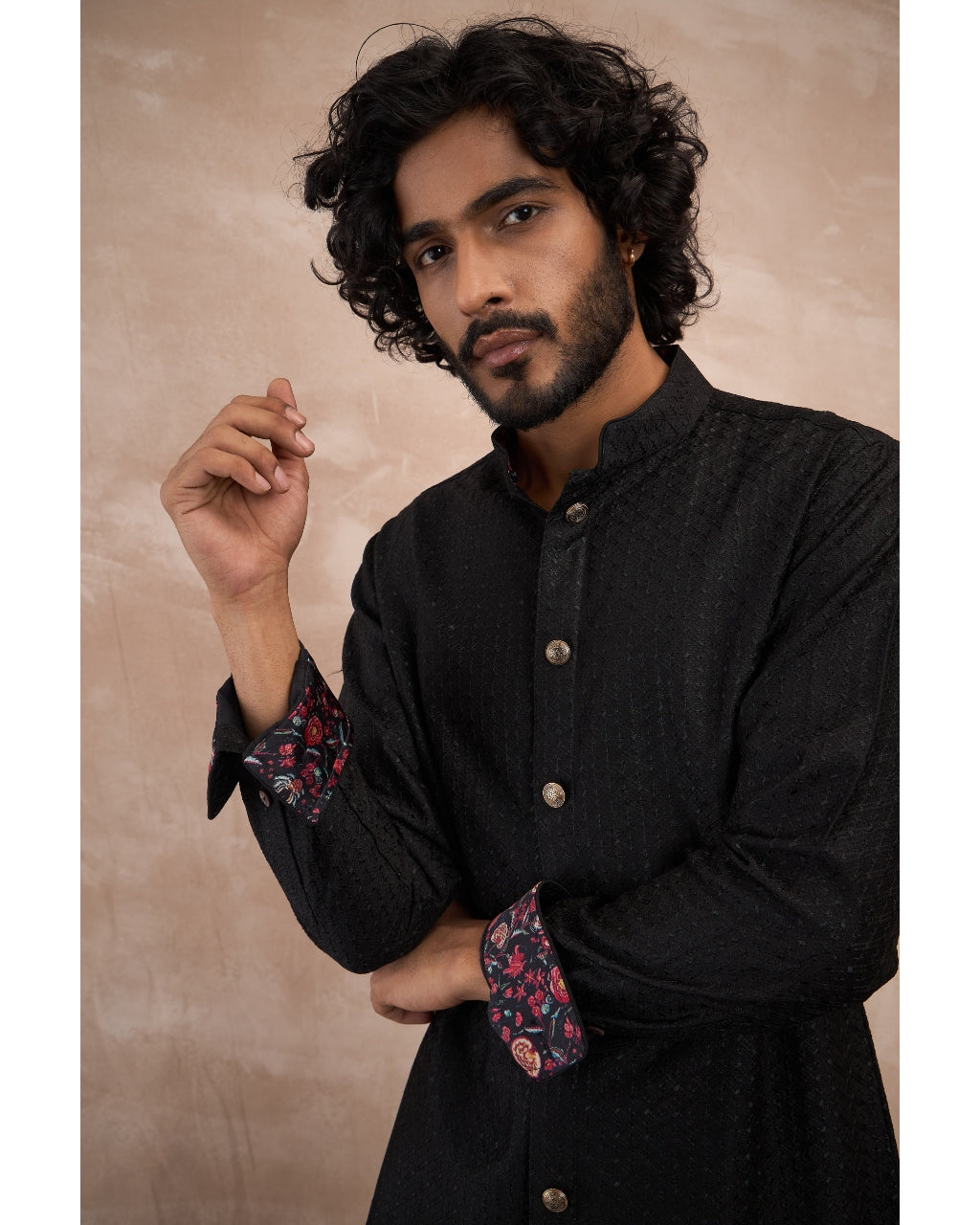 Black Inara Motif Foe & Sb Kurta Set