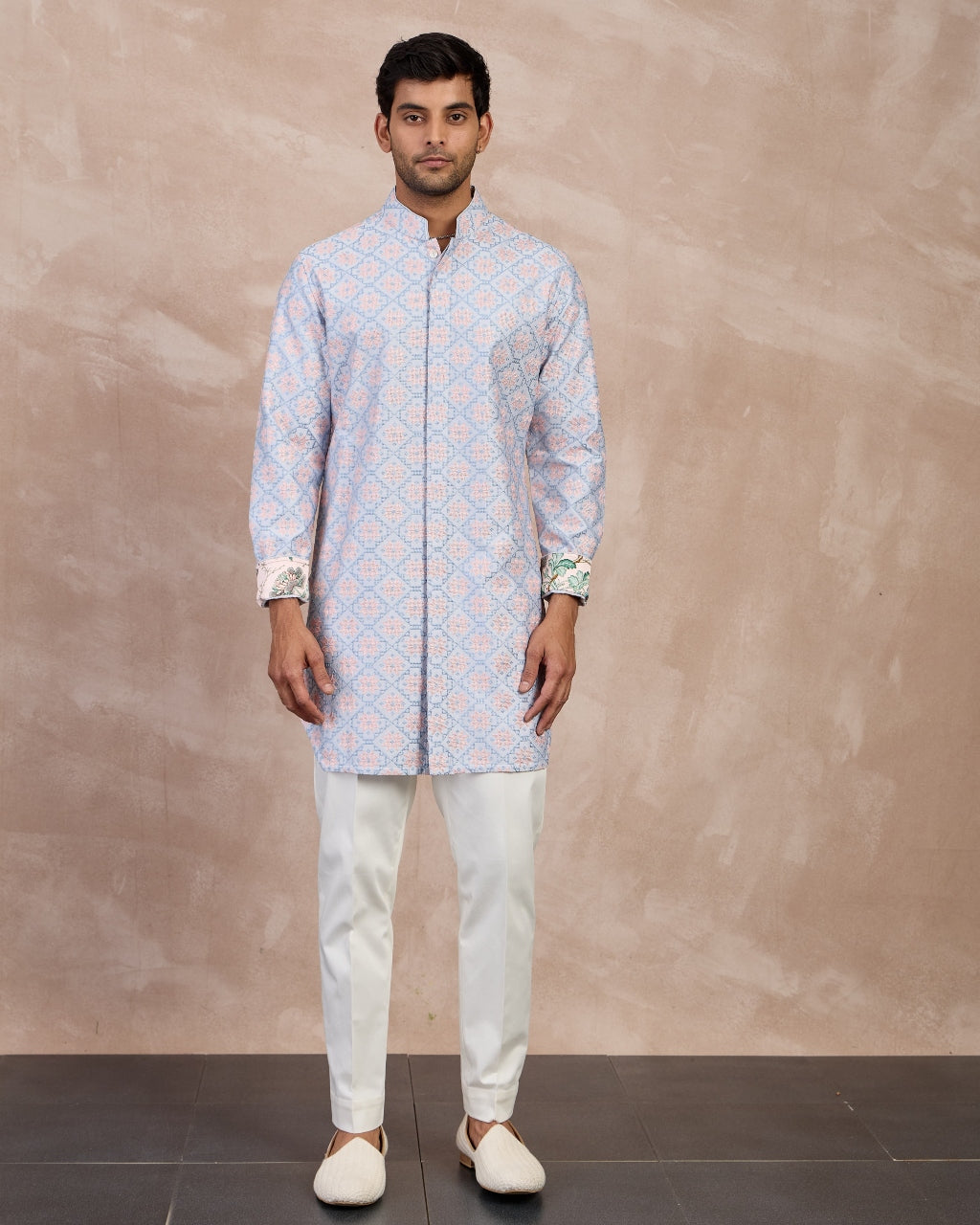 Powder Blue Pink Kairos Foe Kurta Set