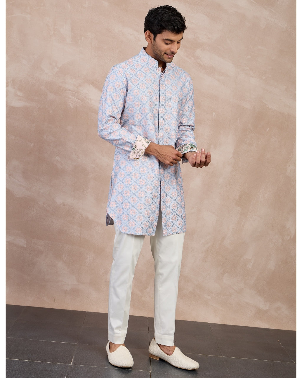 Powder Blue Pink Kairos Foe Kurta Set