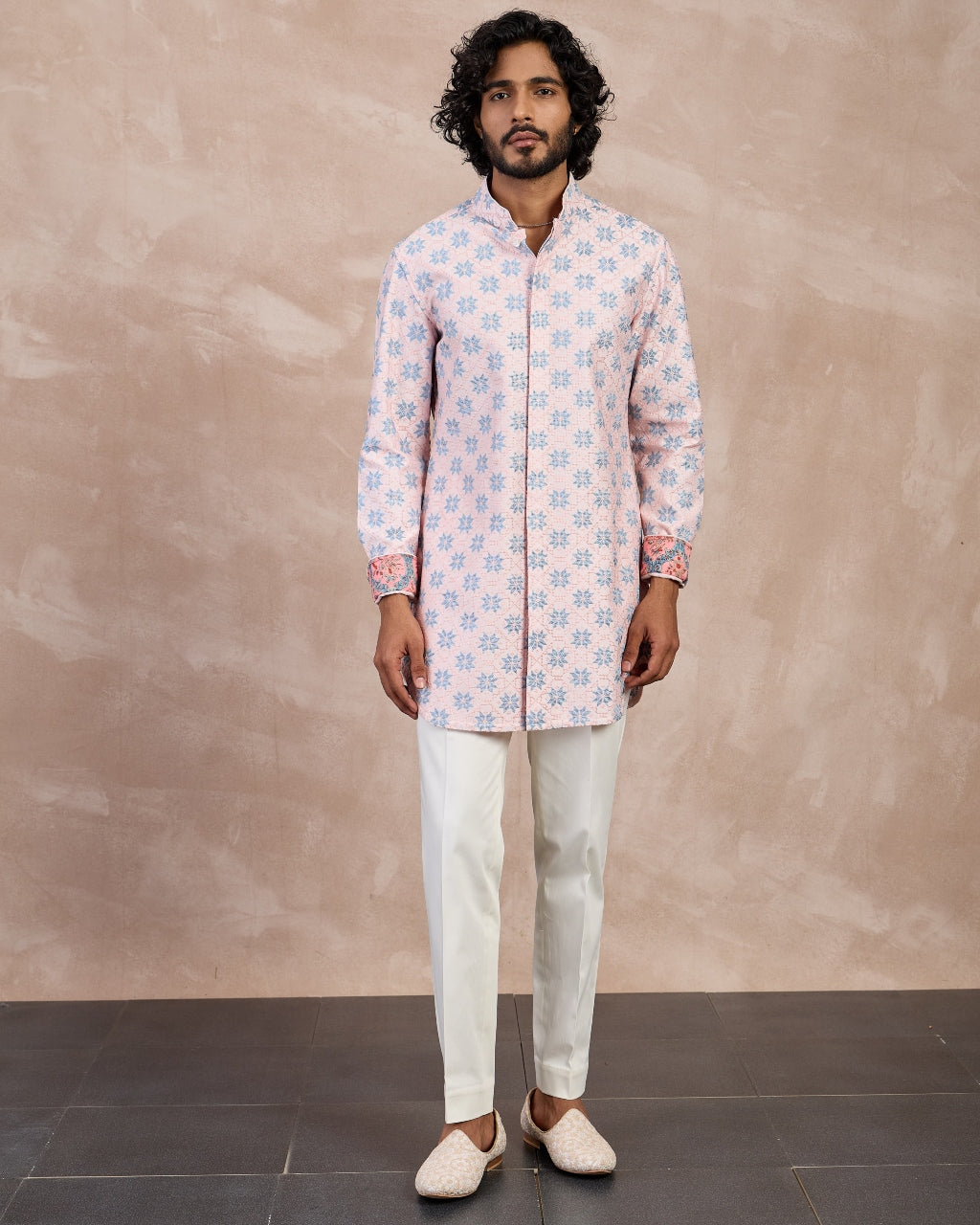 Powder Pink Blue Kairos Foe Kurta Set