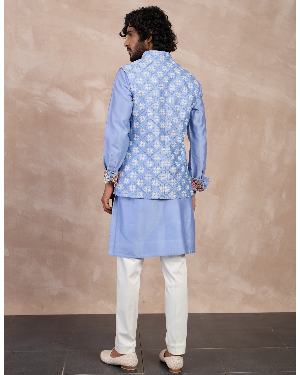 Persian Violet Plain Chanderi Straight Kurta Set