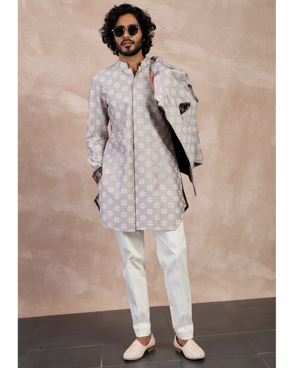 Storm Grey & White Kairos Foe Kurta Set