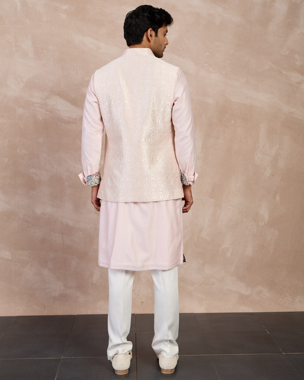 Powder Pink Plain Chanderi Straight Kurta Set