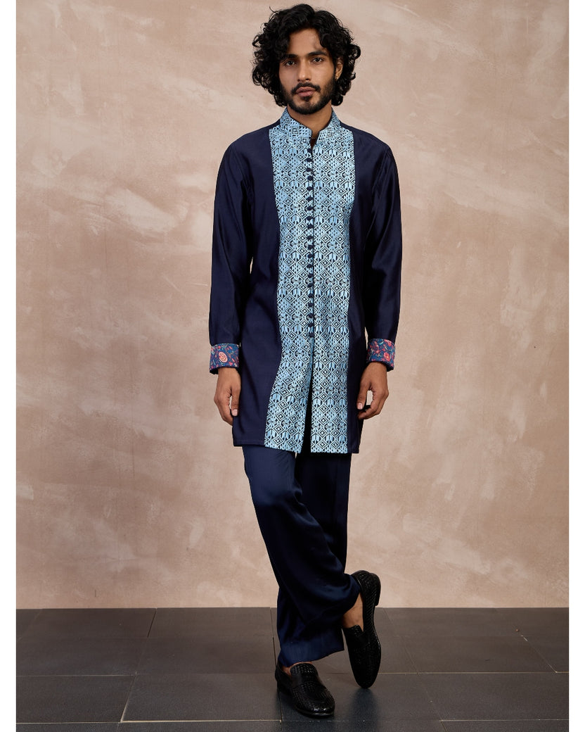 Gulnaar bloom teal bandhgala