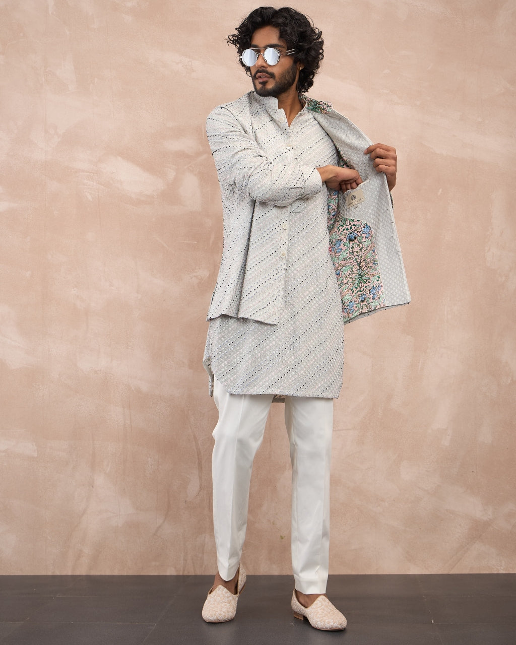 Ice Grey Nerds Kora Nehru Jacket Set