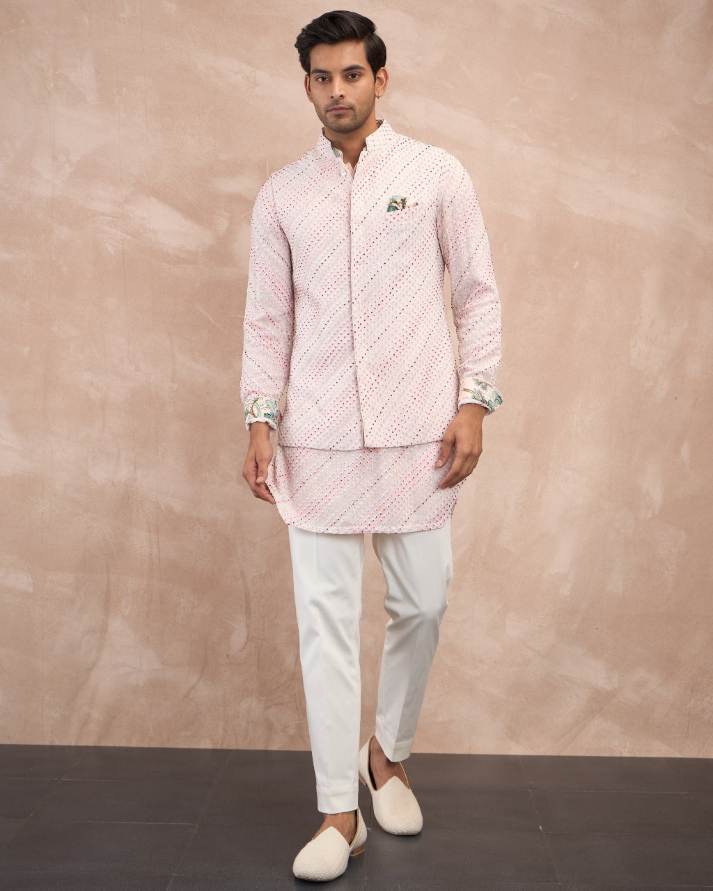 Powder Pink Nerds Kora Nehru Jacket Set