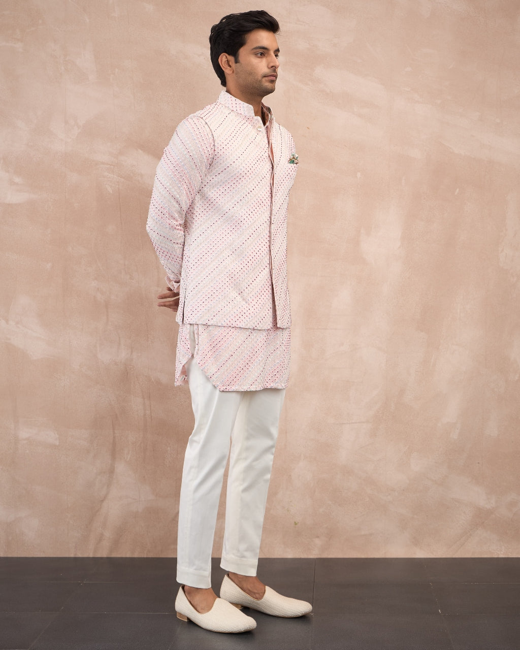 Powder Pink Nerds Kora Nehru Jacket Set