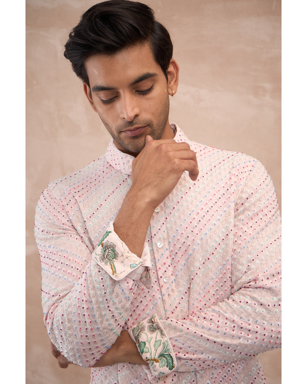 Powder Pink Nerds Kora Nehru Jacket Set