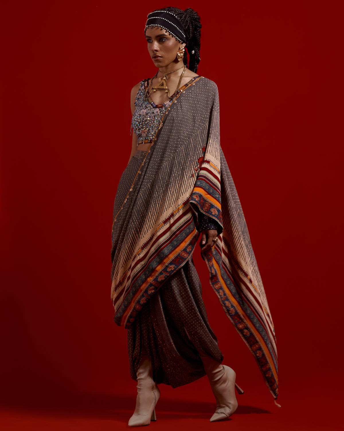 Sadhvi Draped Sari Set
