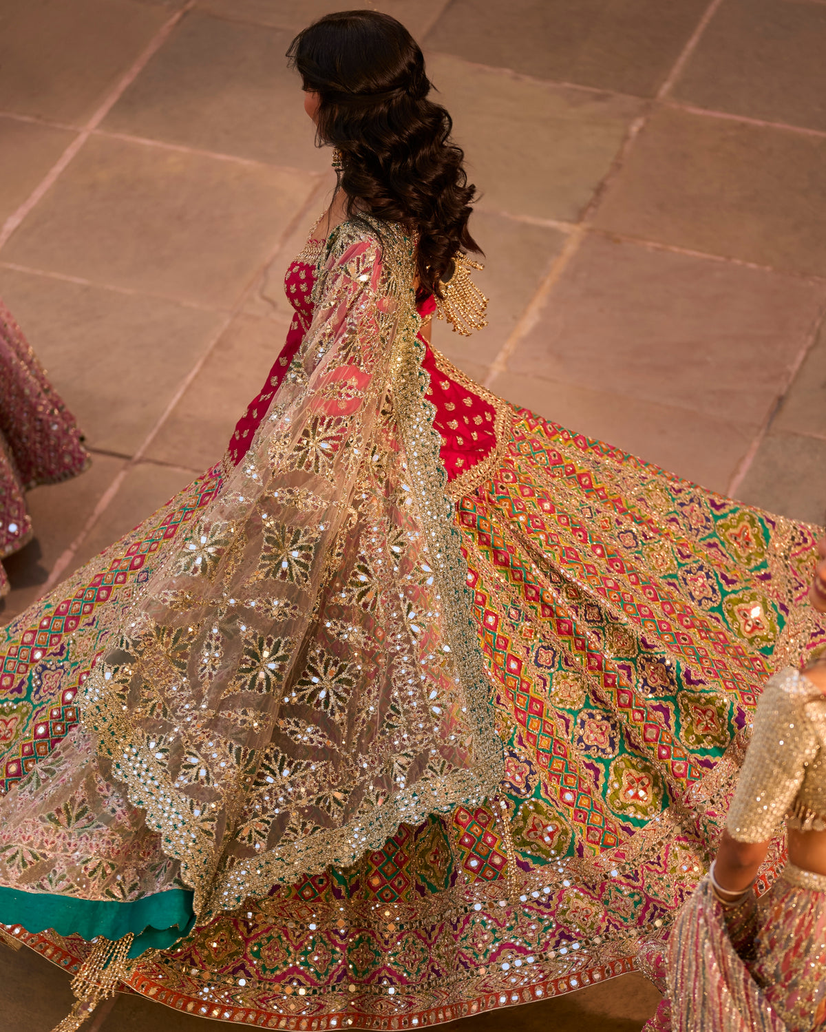 Multicolour Begam Choli Lehenga Set