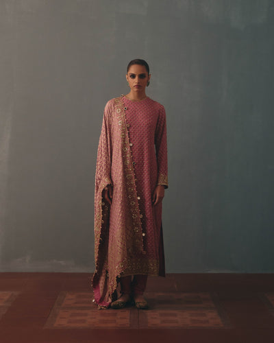 Mauve Hand Embroidered Star Kurta Set