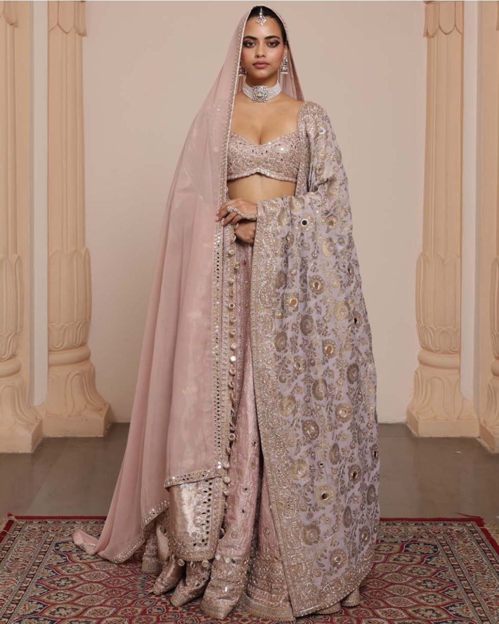 Mauve Pink Floral Lehenga Set