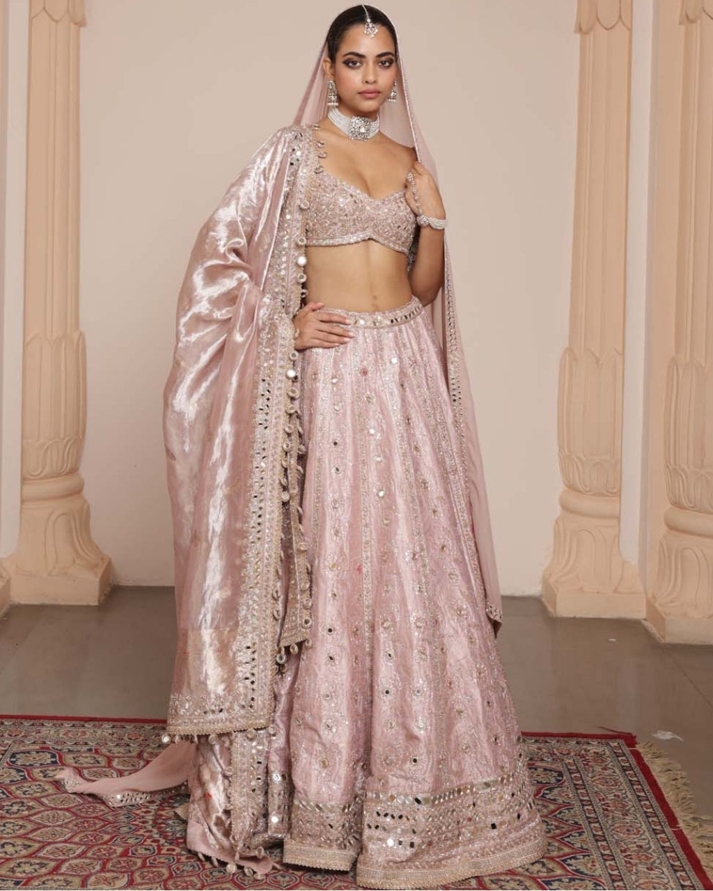 Mauve Pink Floral Lehenga Set