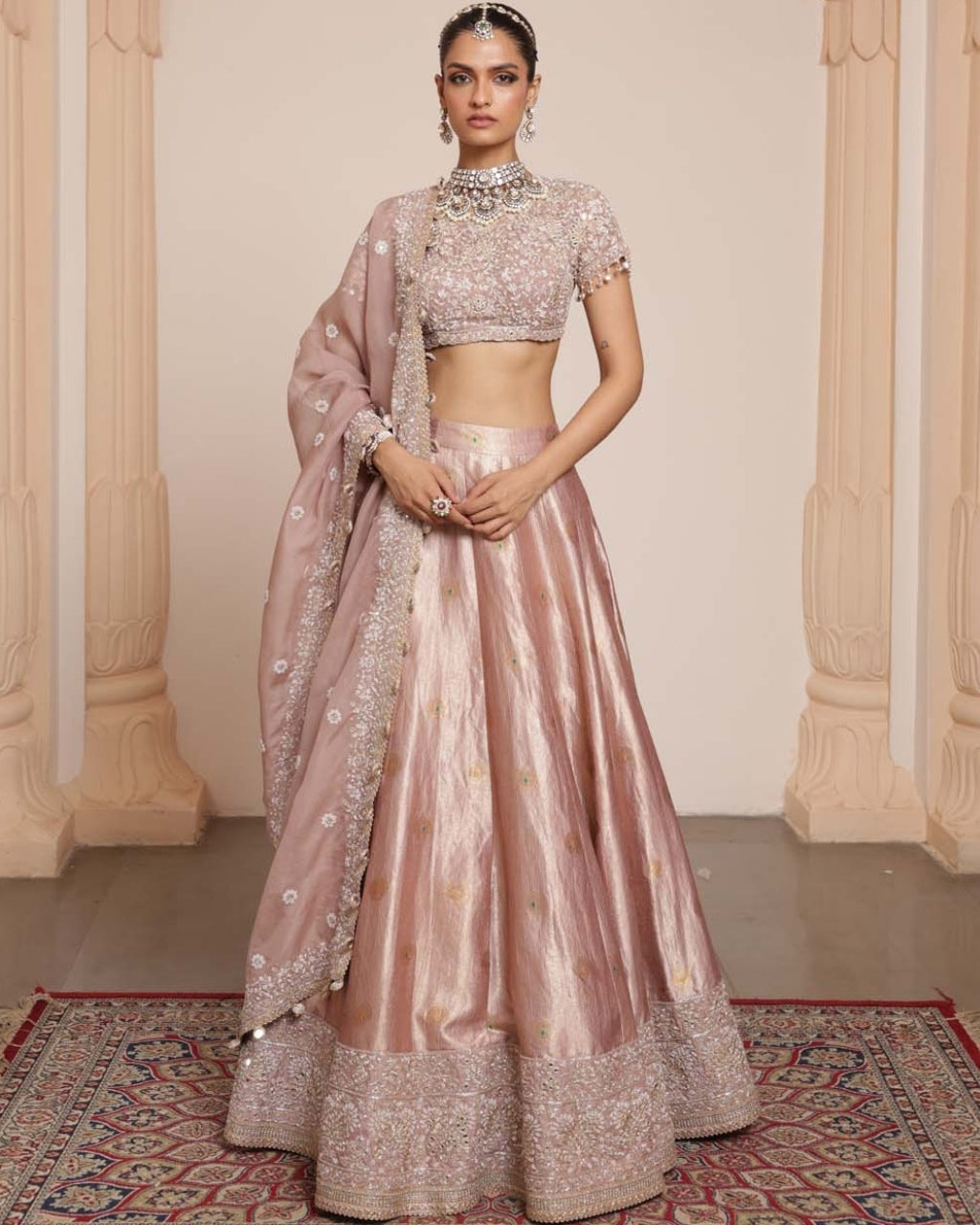 Mauve Pink Banarasi Lehenga Set