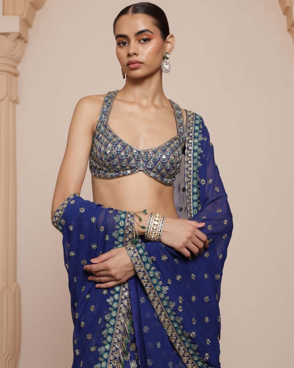 Blue Paisley Mirror Lehenga Set