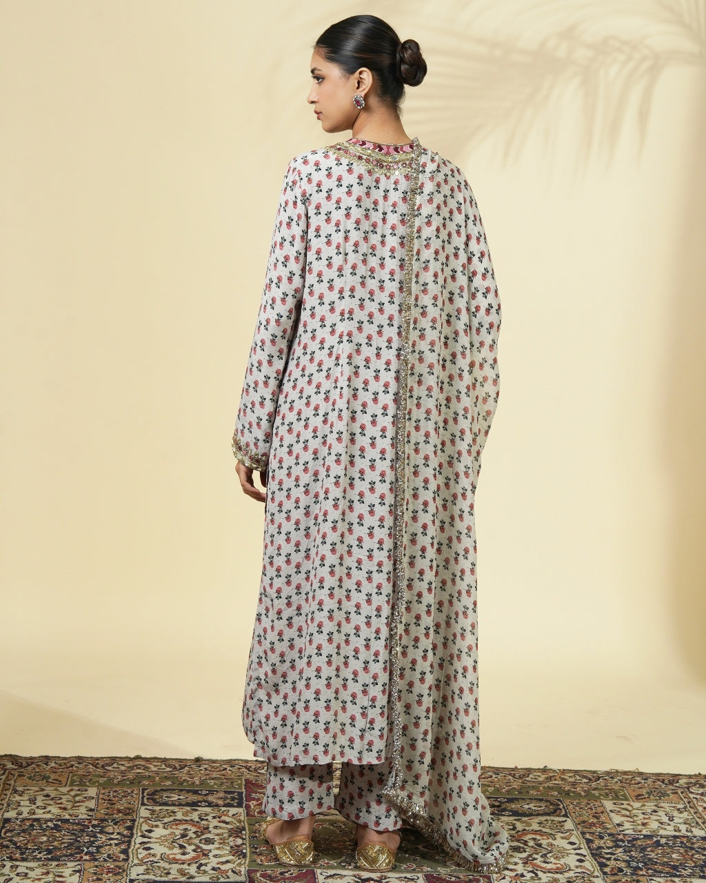 Vintage Rose Butti Print Long Kurta Set