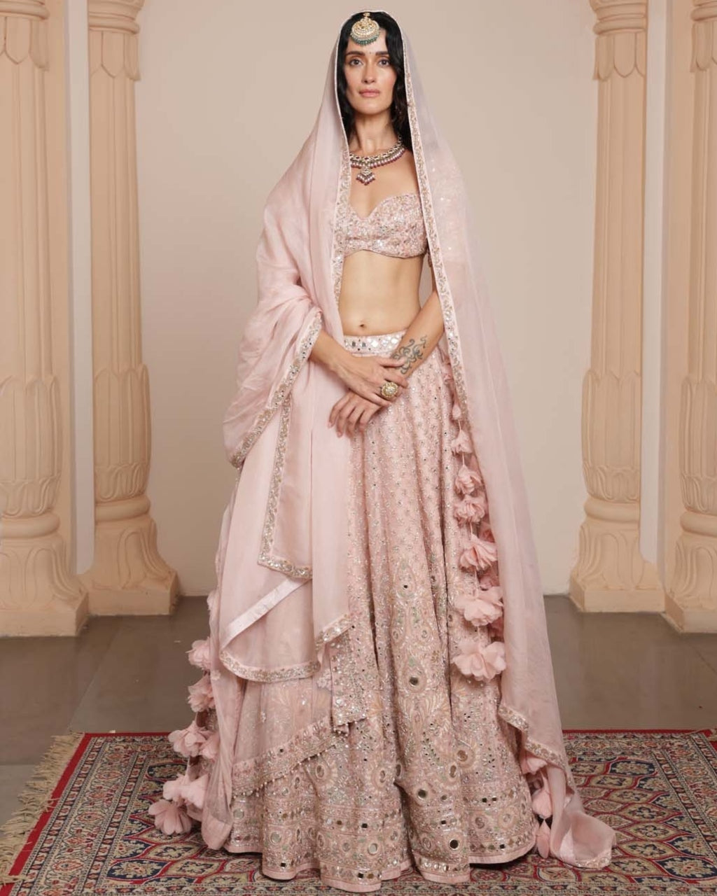 Dust Pink Paisley Rose Gold Lehenga Set