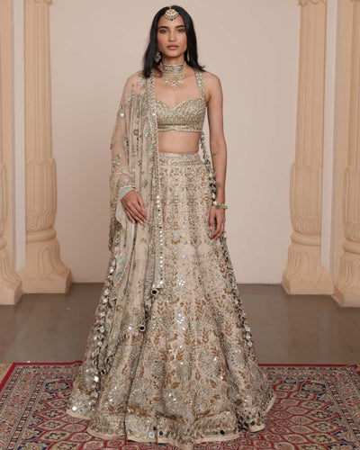 All Gold Sand Floral Lehenga Set