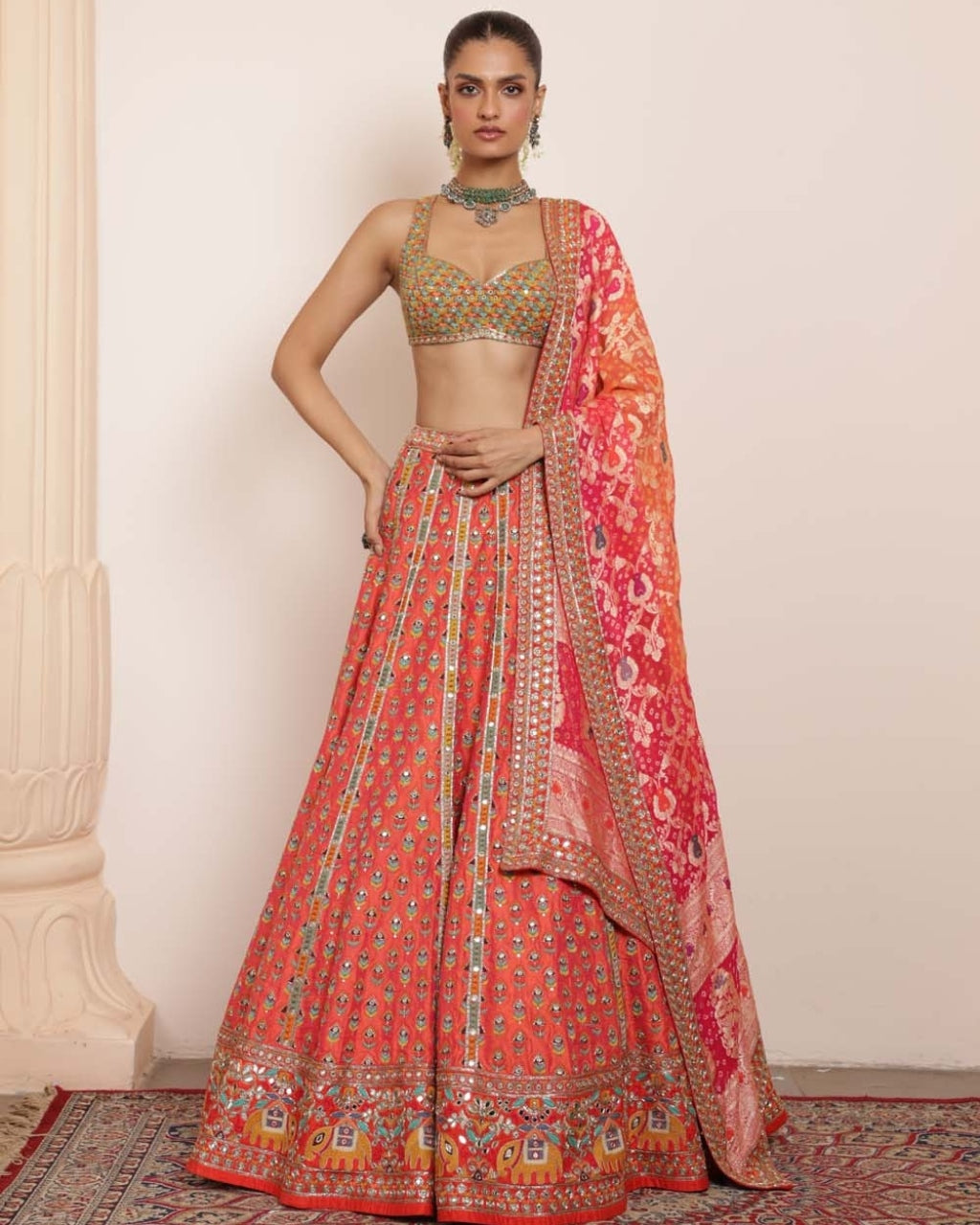 Coral Lehenga Set