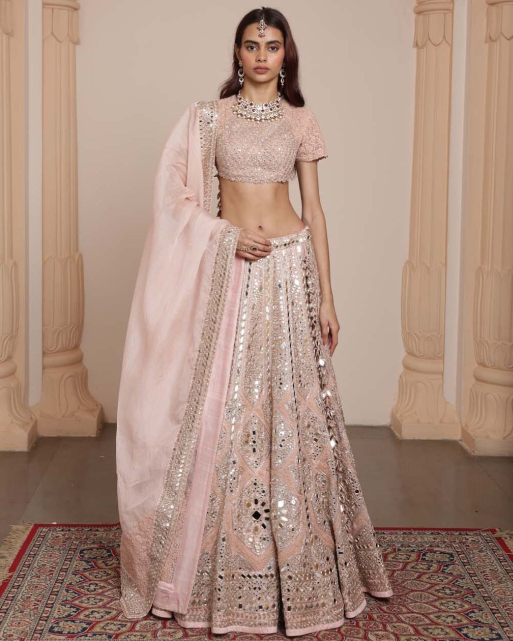 Dust Pink Rose Gold Lehenga Set