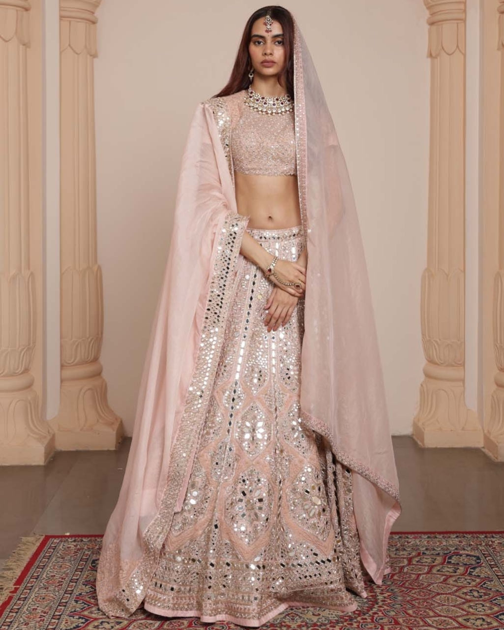 Dust Pink Rose Gold Lehenga Set