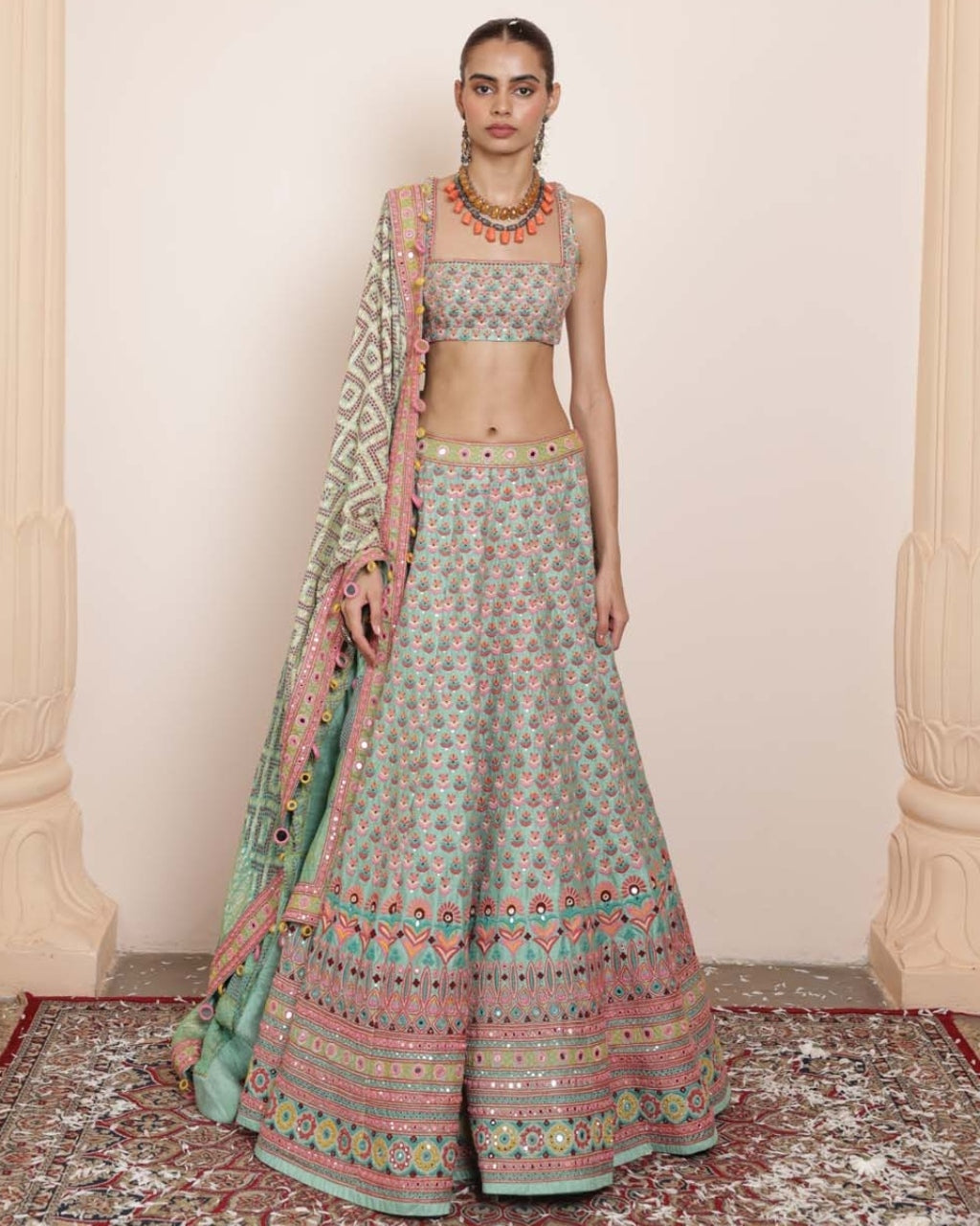 Ferozi Blue Ahir Lehenga Set