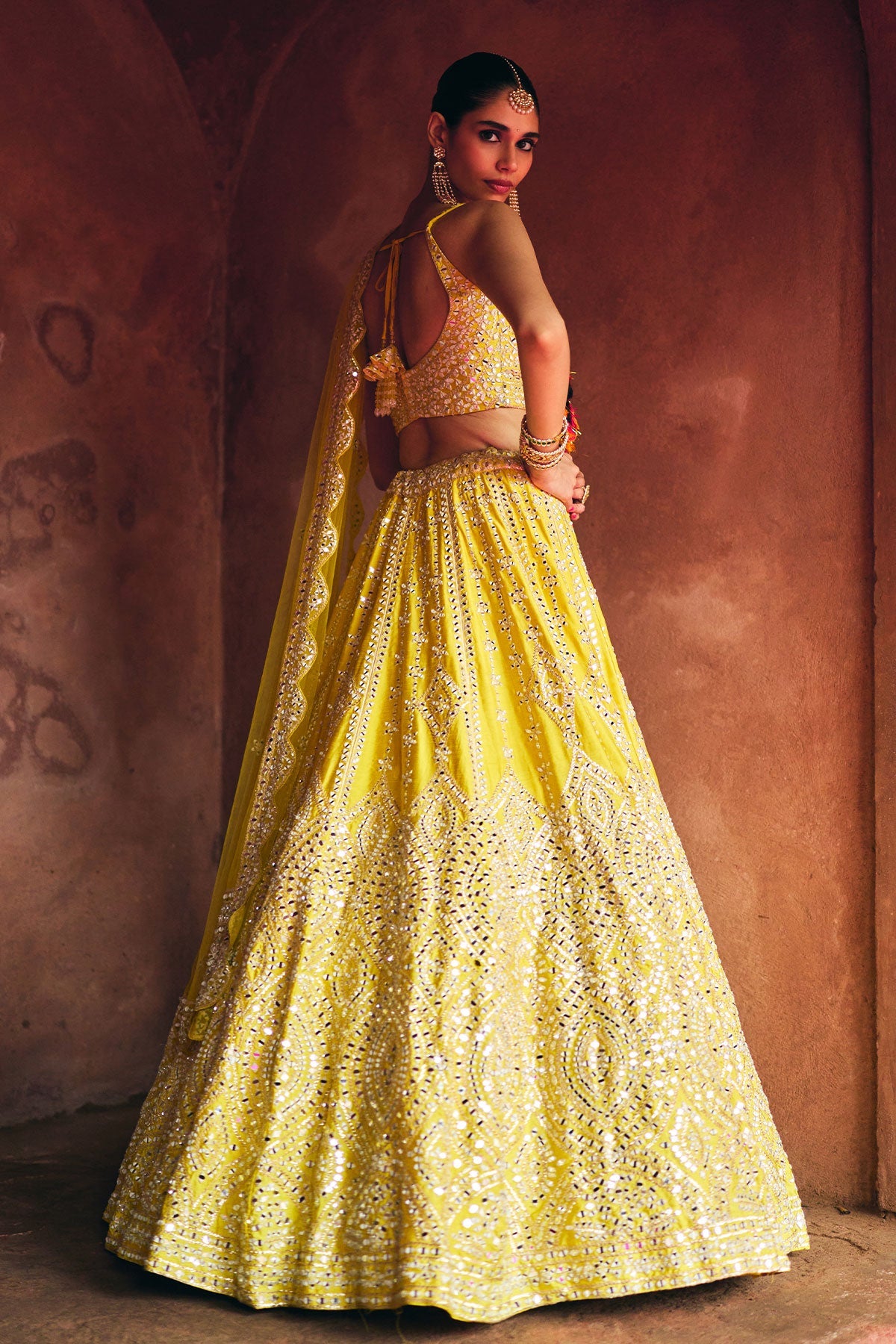 Yellow Raw Silk Lehenga Set