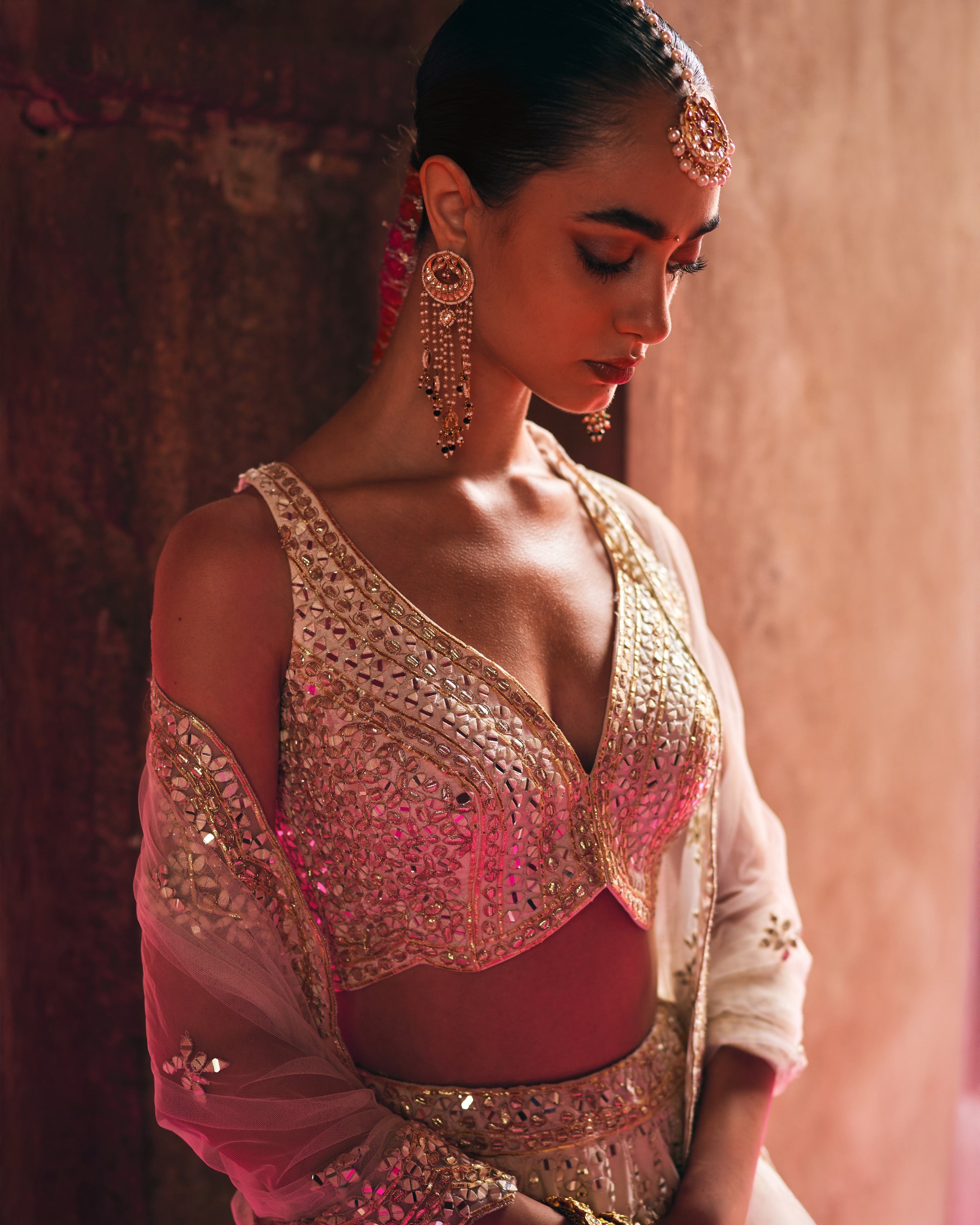 Ivory Raw Silk Lehenga Set