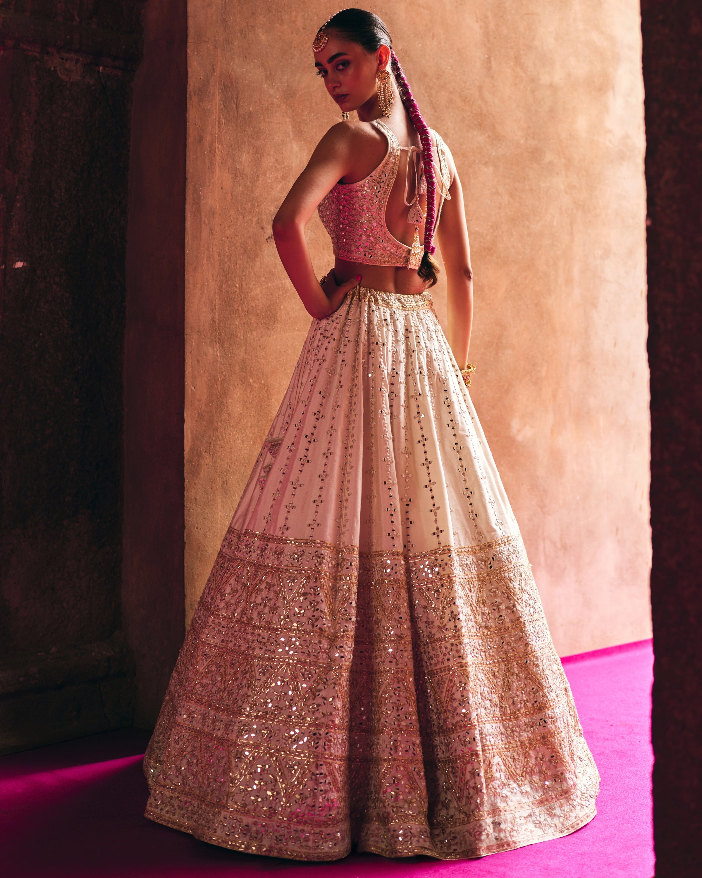 Ivory Raw Silk Lehenga Set