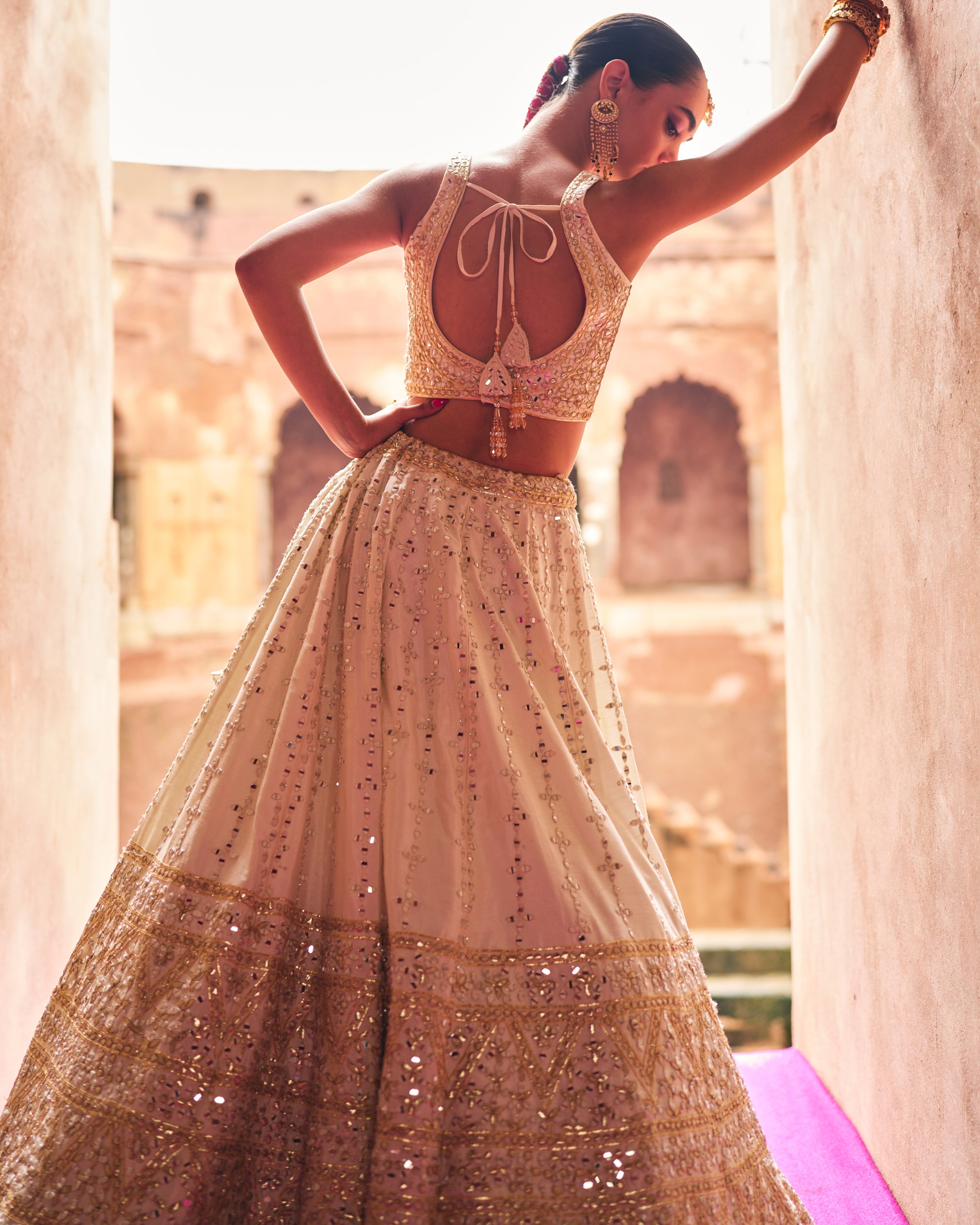 Ivory Raw Silk Lehenga Set