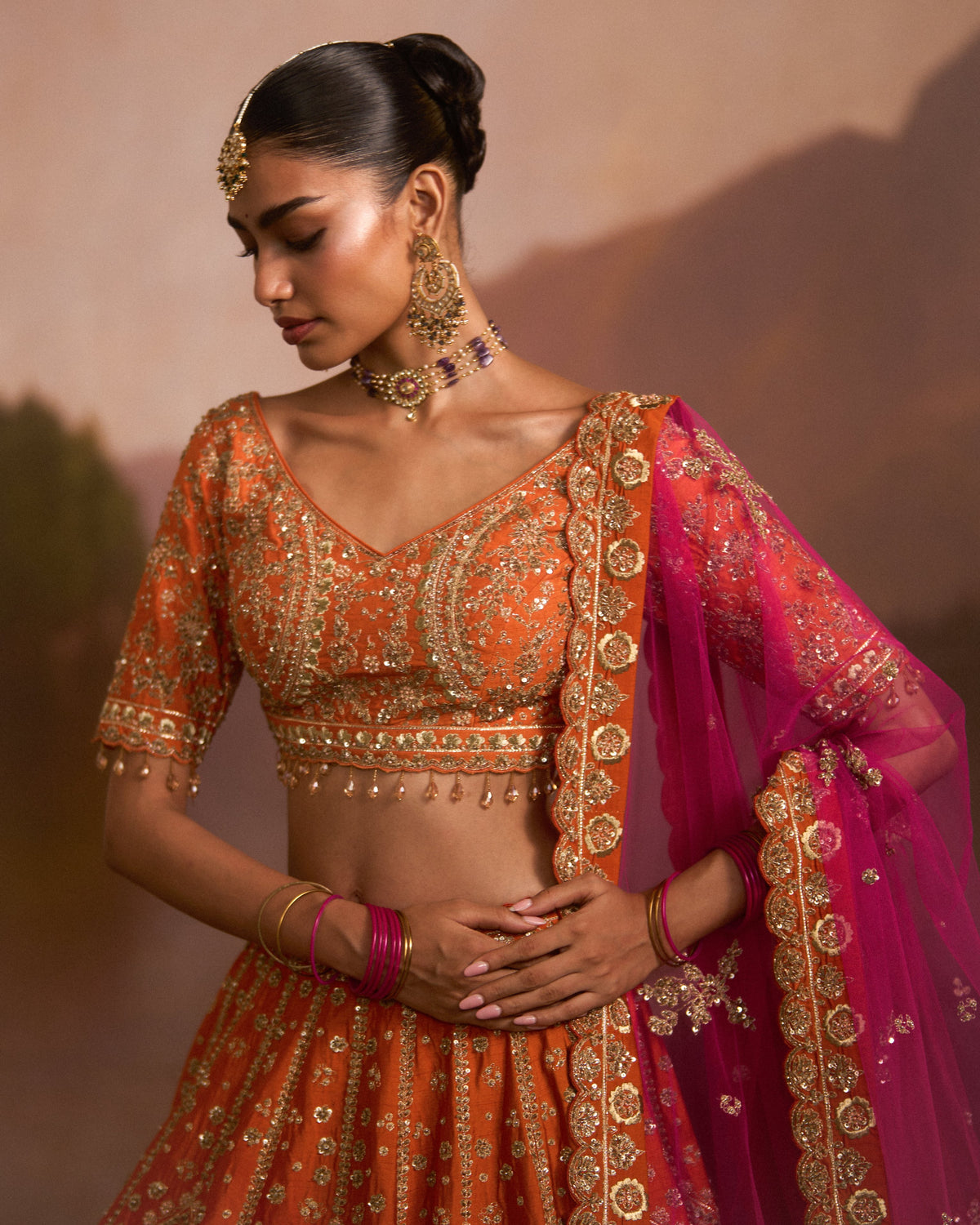 Angeethi Rust Lehenga Set