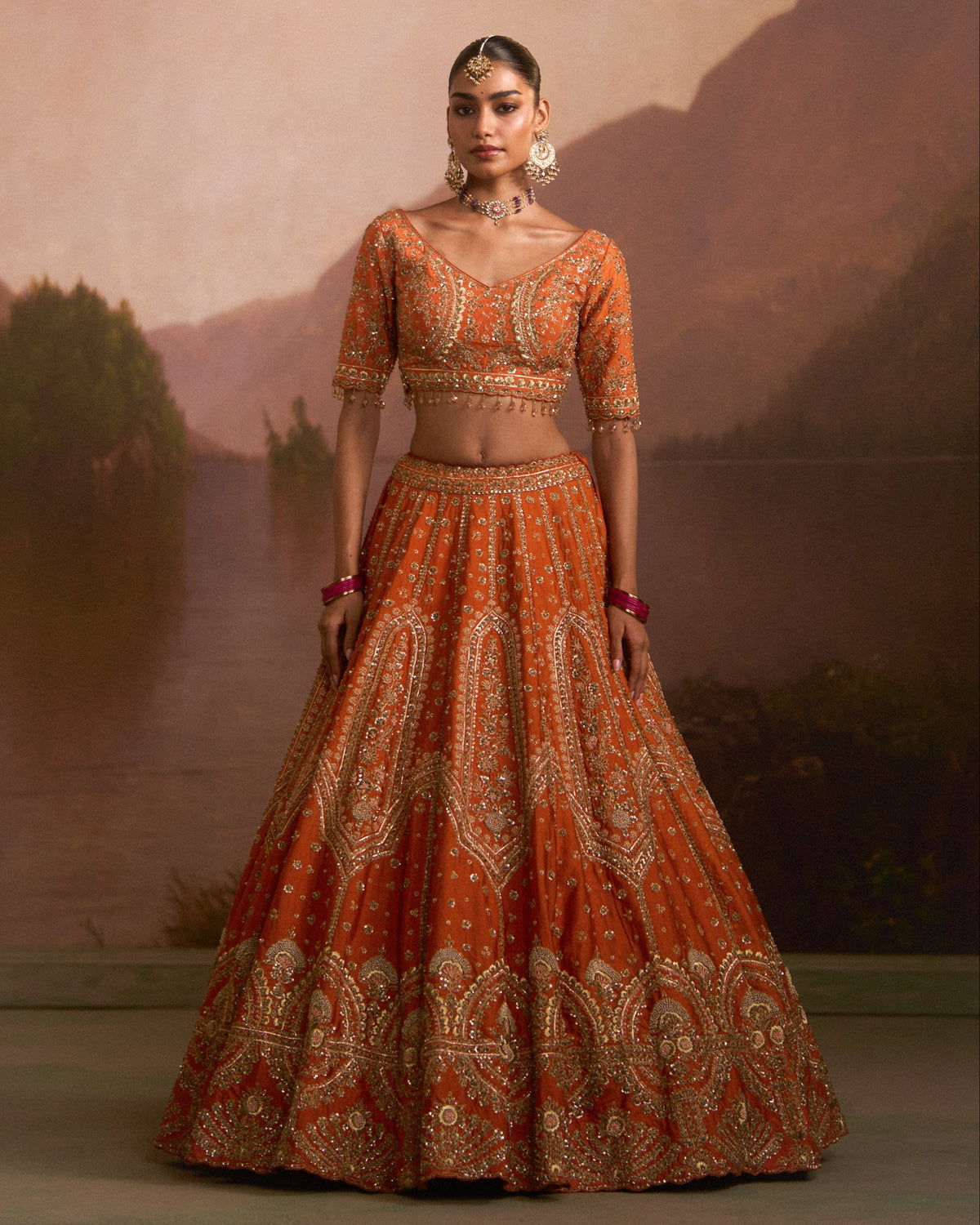 Angeethi Rust Lehenga Set