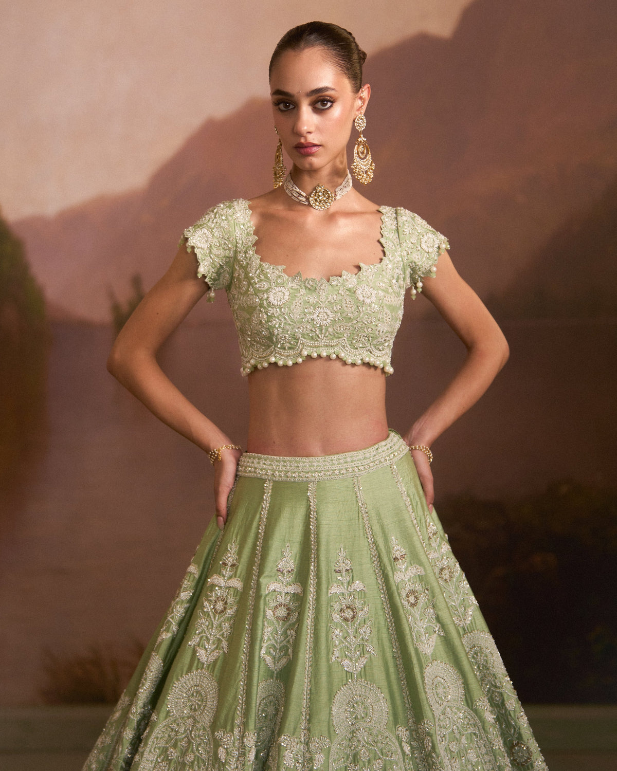 Purvai Mint Green Lehenga Set