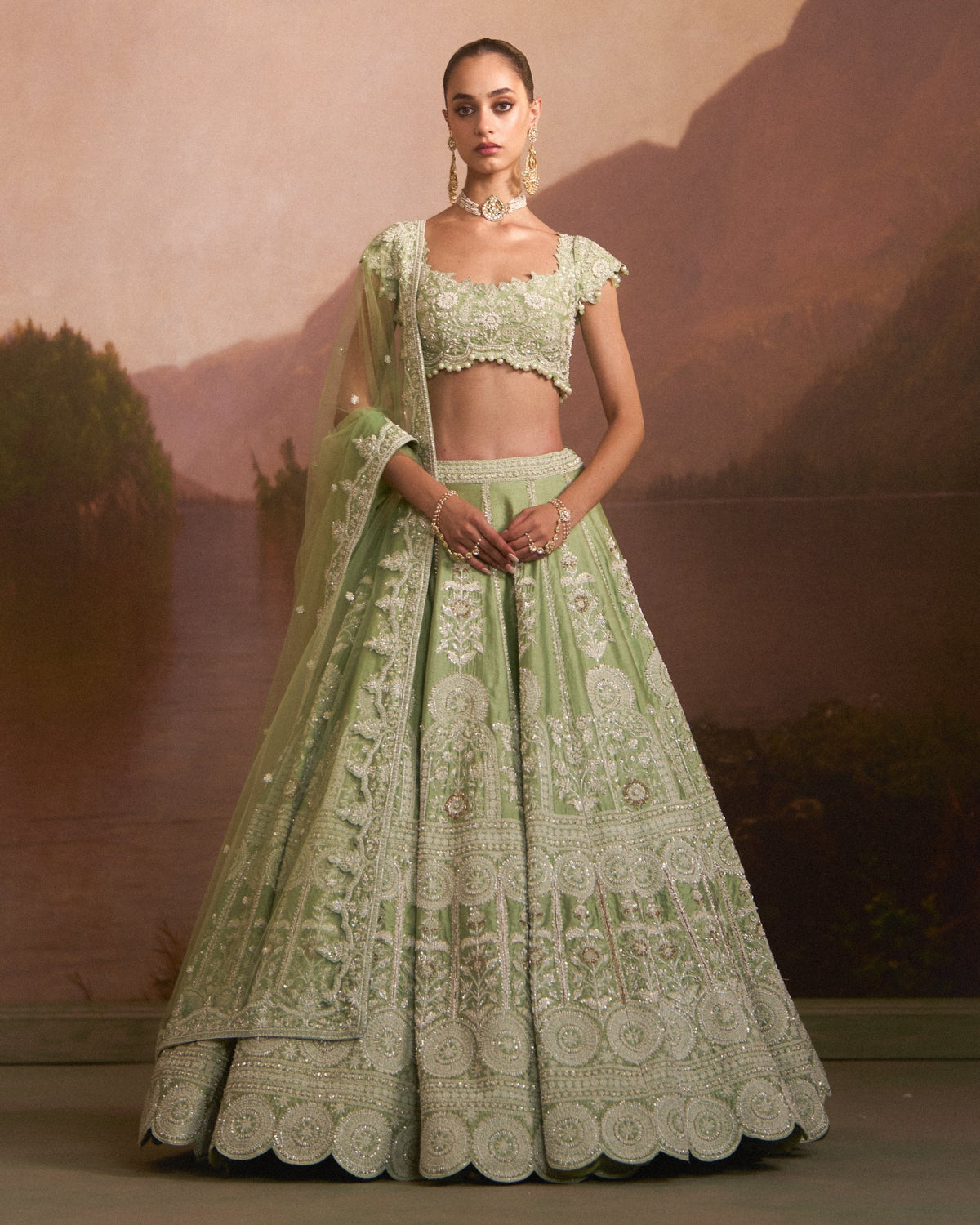Purvai Mint Green Lehenga Set
