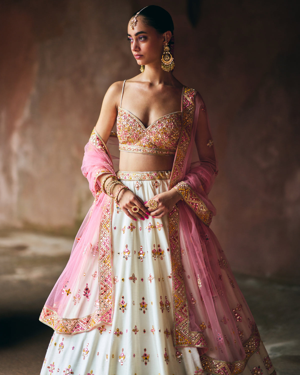 Ivory Raw Silk Lehenga Set