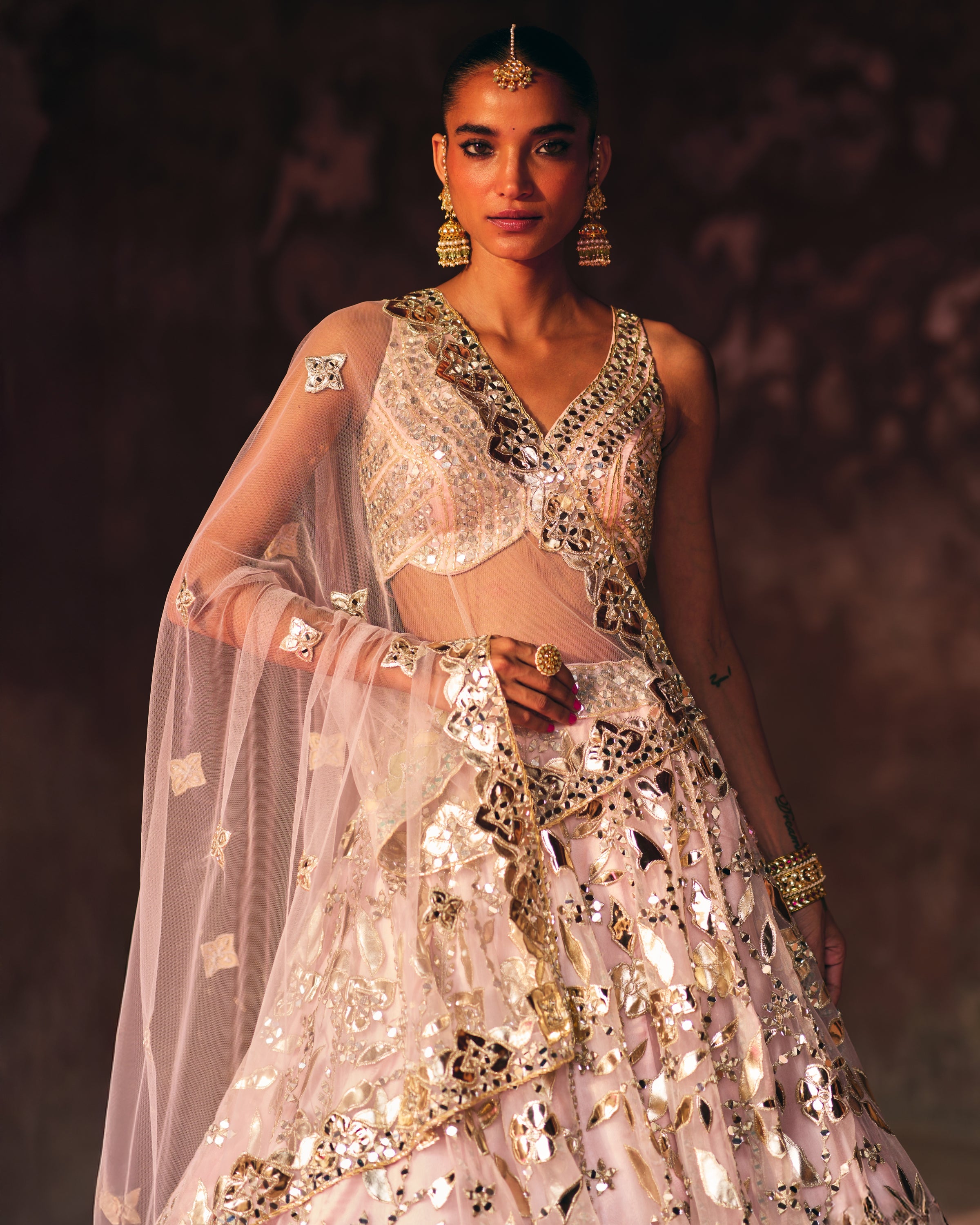 Pink Organza Lehenga Set