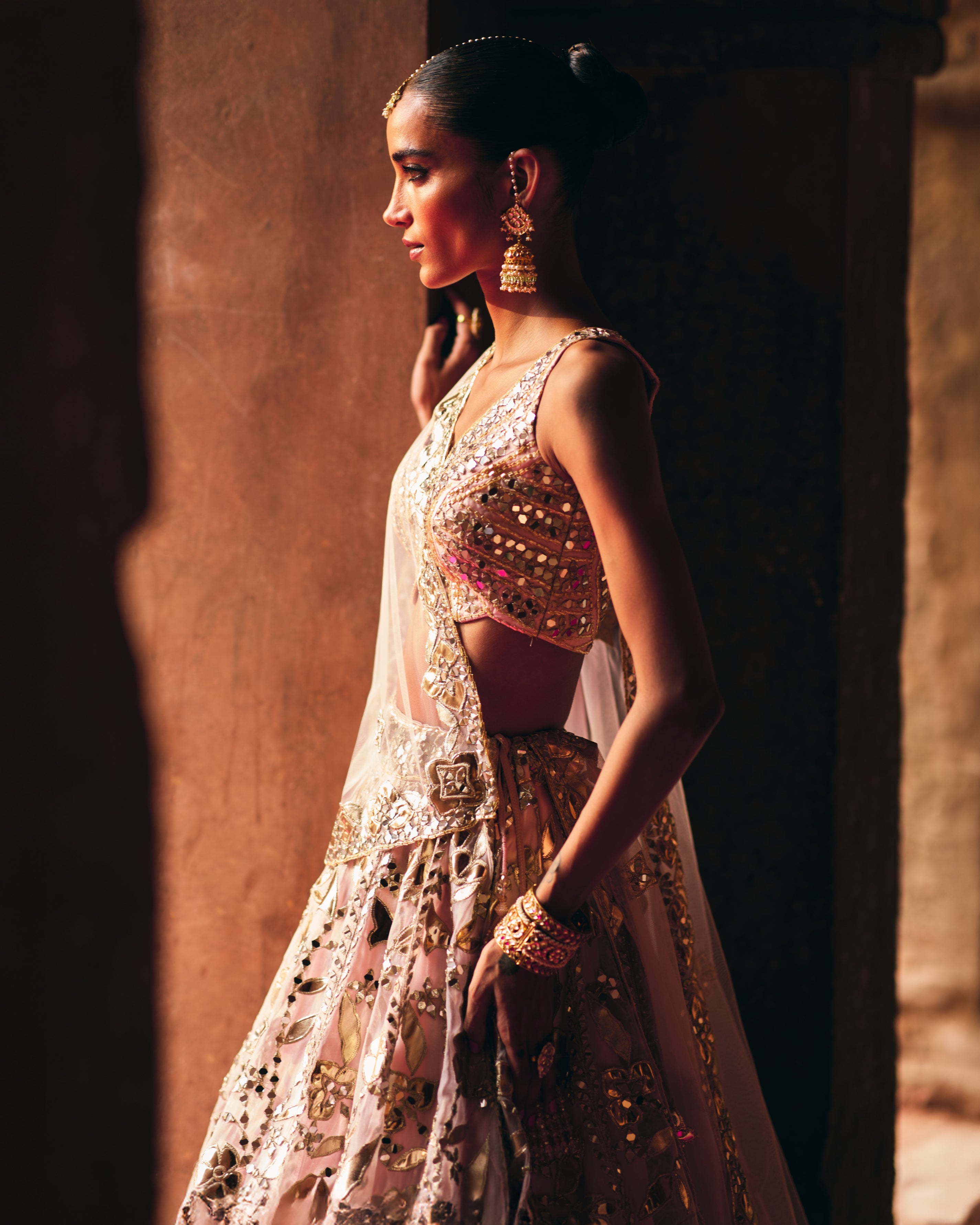 Pink Organza Lehenga Set