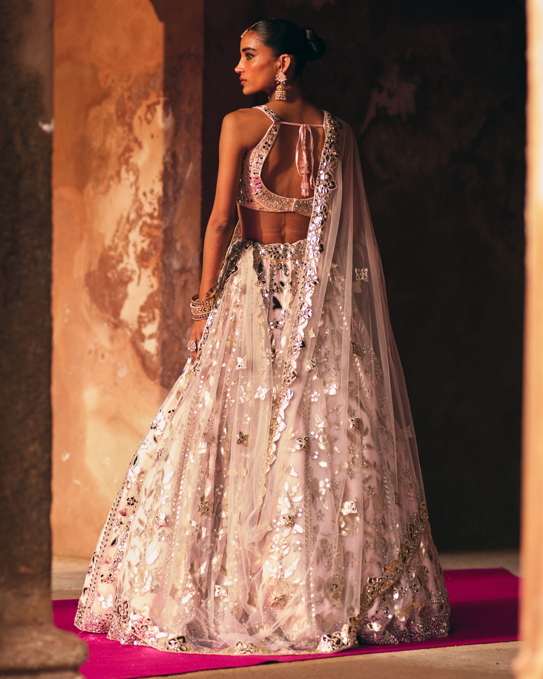 Pink Organza Lehenga Set
